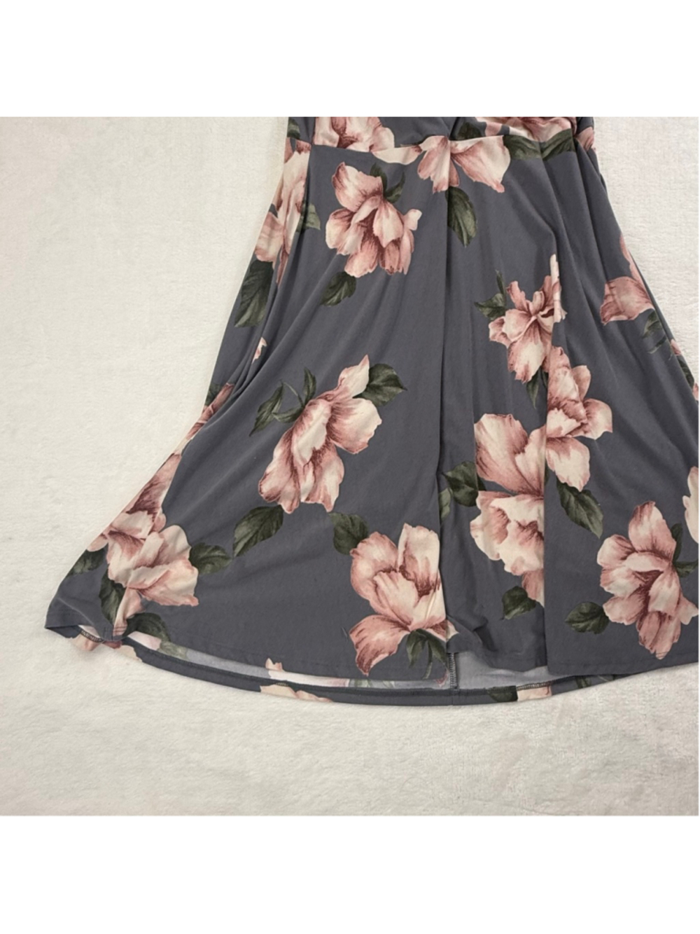 Women's Kaileigh Gray Pink Floral Sleeveless Wrap Dress Medium - Picture 3 of 13